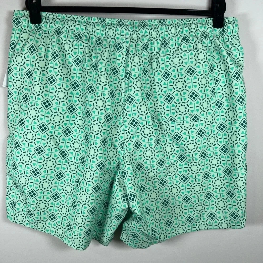 Old Navy Swim Shorts Aqua Green Geometric Print Brief Lined Trunks Summer NEW XL - Picture 6 of 9